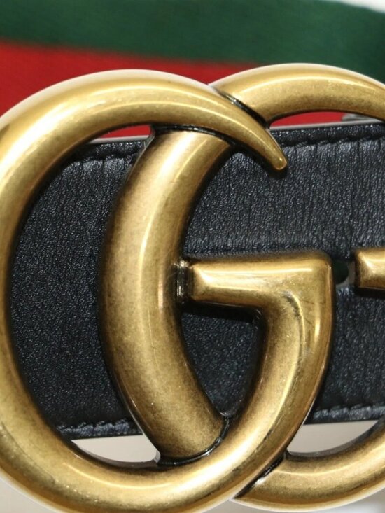 Gucci GG Marmont Web Belt Canvas Leather Size 70X30 - Green/Red/Black/Gold main image 14